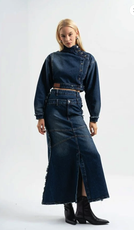 MONETA ANITA  Design Slit Jean Skirt