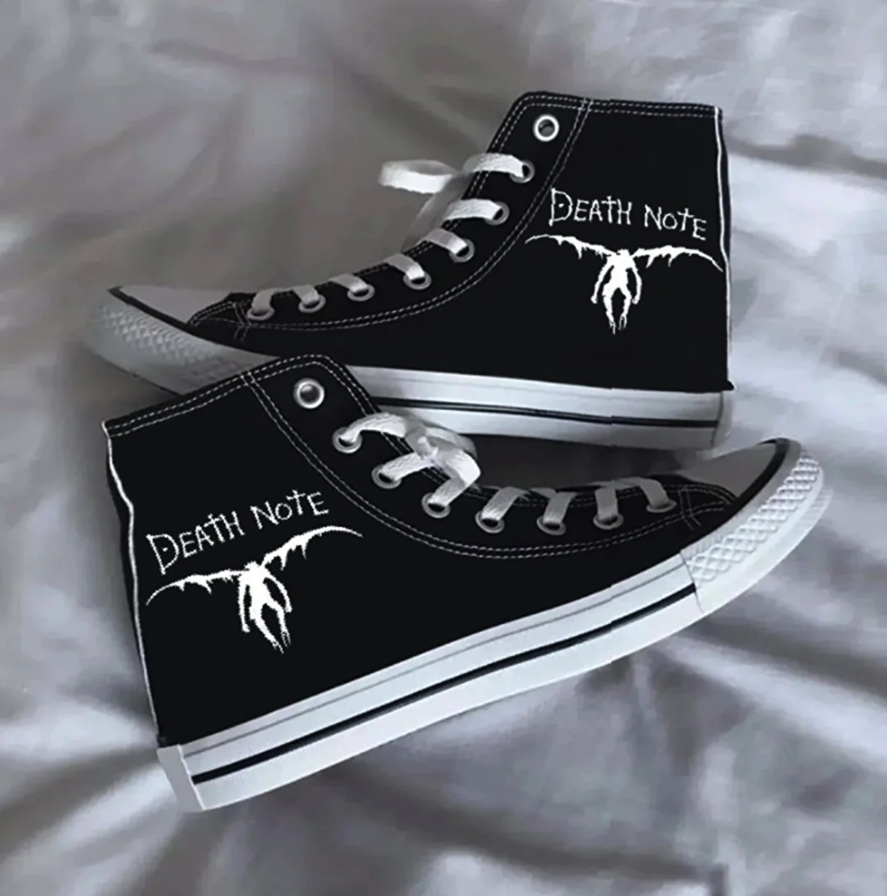 Halloween Unisex Casual Linen Comfortable Ankle Black Long Convers Death Note Printed Sneakers