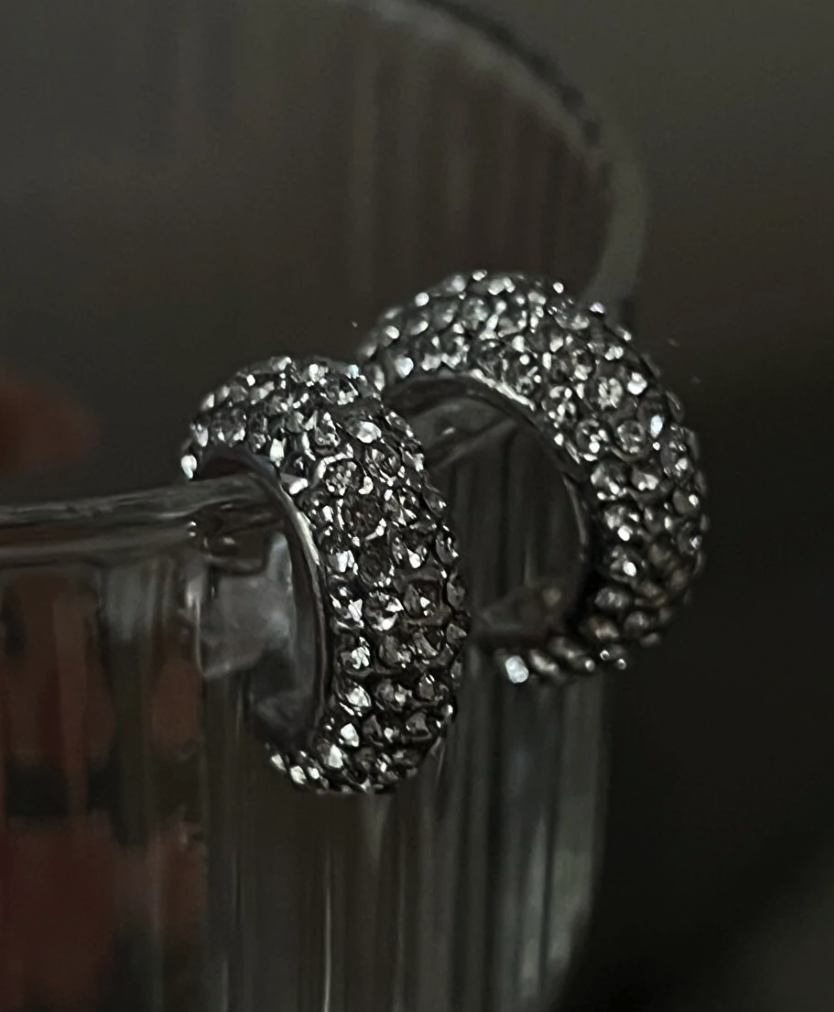 KILIGISTANBUL Silver Color Mini Zircon Stone Hoop Earrings