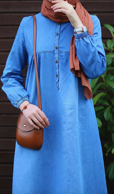 InStyle Women's Blue Robe and Placket Denim Dress